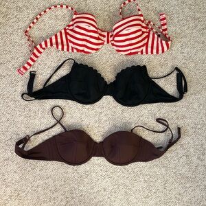 (3) J. Crew swim bikini tops  size L